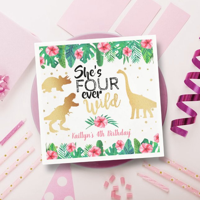 Serviette En Papier Quatre filles dinosaures sauvages de tous les jour (Créateur téléchargé)