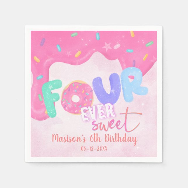 Serviette En Papier quatre fois doux Pink Frosting Girl's Birthday (Devant)