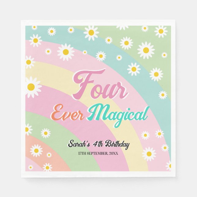 Serviette En Papier Quatre Jours Magique Quatrième anniversaire (Devant)