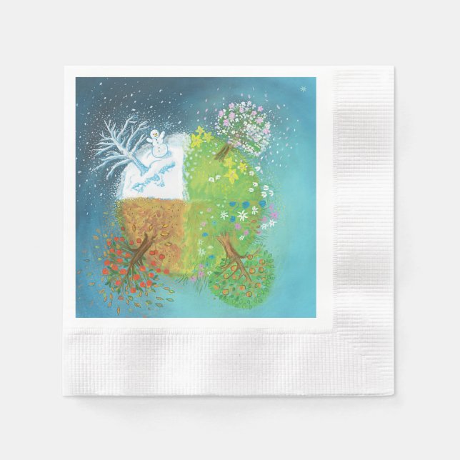 Serviette En Papier Quatre saisons sur Terre (Devant)