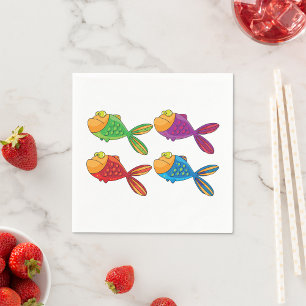 Serviette En Papier Quatre serviettes de poisson amusantes