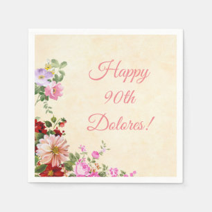 Serviette En Papier Quatre-vingt-dixième anniversaire personnalisé