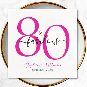 Serviette En Papier Quatre-vingts et Fabuleux Nom Date 80e Fête d'Anni