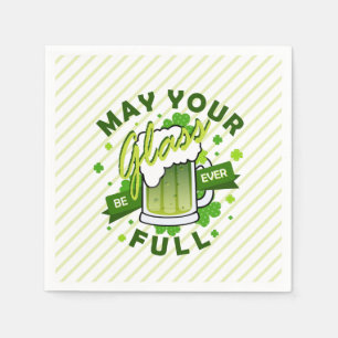 Serviette En Papier Que Votre Verre Soit Plein de Bière Verte St. Patr