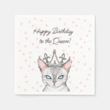 Queen Cat avec serviettes d'anniversaire Tiara