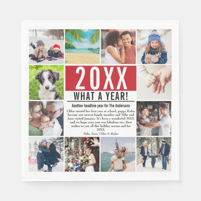 Serviette En Papier Quel an 12 Photo Family News année en revue (Devant)