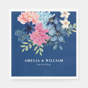 Serviette En Papier Quelque chose de bleu avant de faire Floral mariag