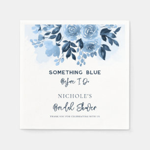 Serviette En Papier Quelque chose de bleu floral script papier de mari