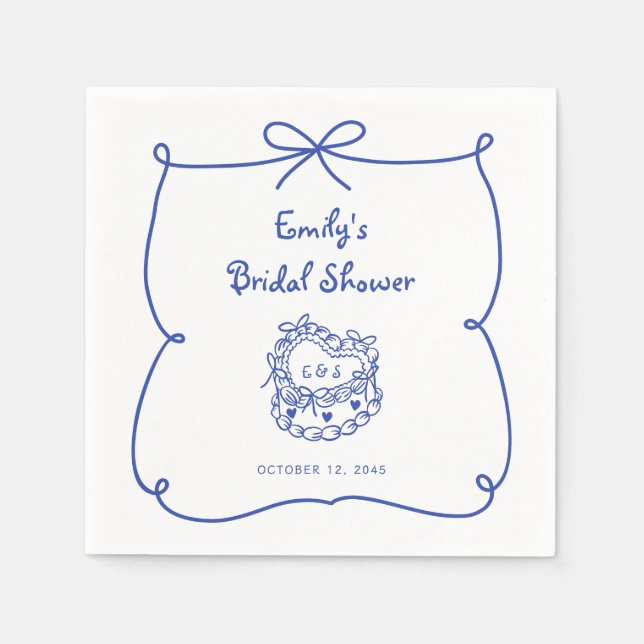 Serviette En Papier Quelque chose de bleu main tiré Whimsical Cake (Devant)