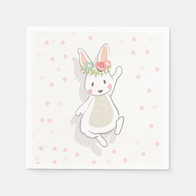 Serviette En Papier Quelques Papier lapin Napkin Première fille rose P (Devant)