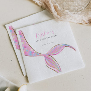 Serviette En Papier Queue de sirène violet papier d'anniversaire Napki