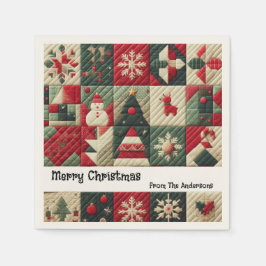 Serviette En Papier Quilted Christmas Designs Message