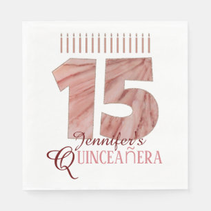 Serviette En Papier Quinceanera Elegant Pink Candle15e anniversaire