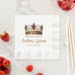 Serviette En Papier Quinceanera Floral pourpre