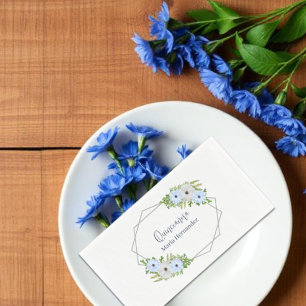 Serviette En Papier Quinceañera Florale Bleu Clair et Blanc Rustique 