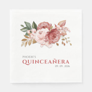 Serviette En Papier Quinceanera rose Floral Rustique Botanique