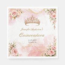 Quinceañera rose poudré et fleurs