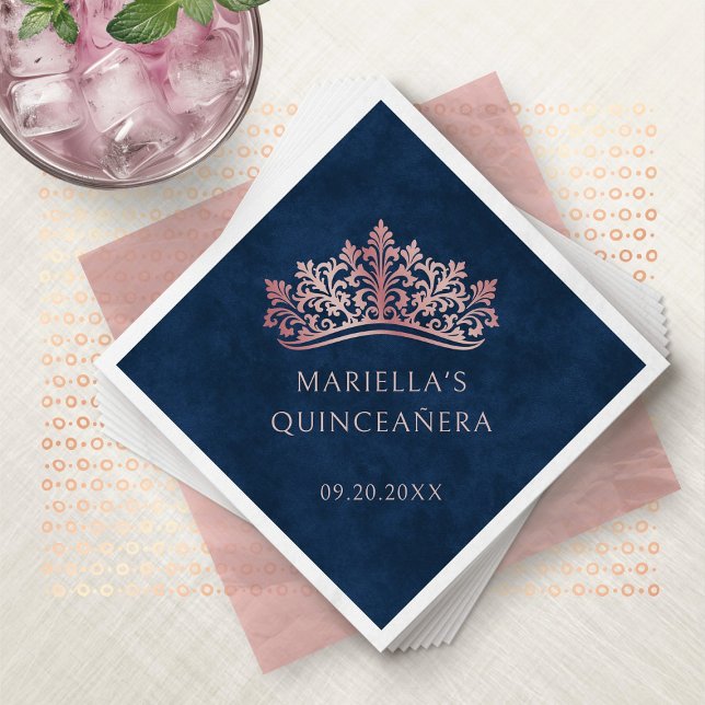 Serviette En Papier Quinceanera rose Tiara Couronne élégante (Créateur téléchargé)