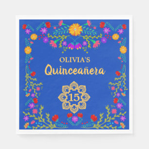 Serviette En Papier Quinceanera Royal Bleu Fête Mexicaine Anniversaire