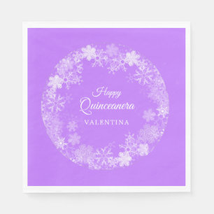 Serviette En Papier Quinceanera Winter Wonderland Snowflake Purple
