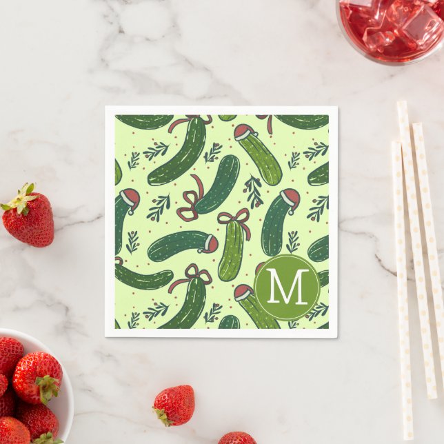 Serviette En Papier Quirky Festive Pickles de Noël Motif (En situation)