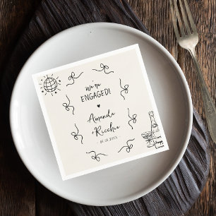 Serviette En Papier Quirky Vintage français Whimsy Bows Engagement Par
