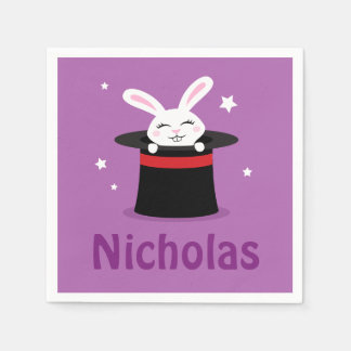 Serviette En Papier Rabbit dans les magiciens casquette nom personnali