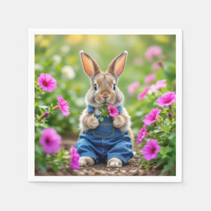 Serviette En Papier Rabbit Manger Pétunia Rose Fleurs