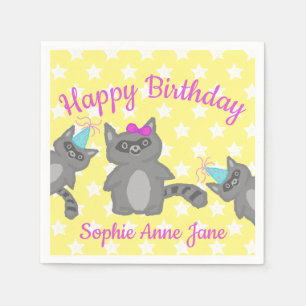 Serviette En Papier Racon à étoiles jaunes personnalisé Joyeux Anniver