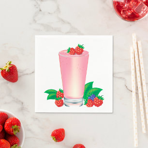 Serviette En Papier Rafraîchir Berry Smoothie Boisson Rose