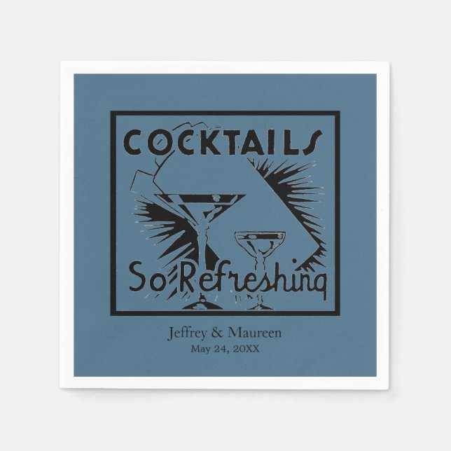 Serviette En Papier Rafraîchir Cocktails Turquoise Blue Party (Devant)