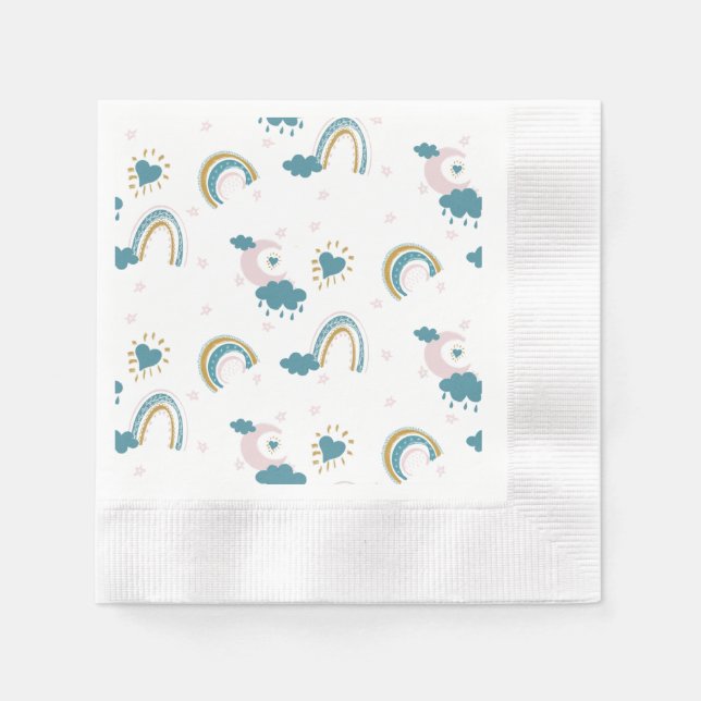 Serviette En Papier Rainbow Baby Pastel Motif - Grossiste (Devant)