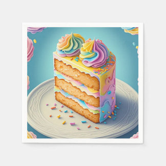 SERVIETTE EN PAPIER " RAINBOW CAKE SLICE "