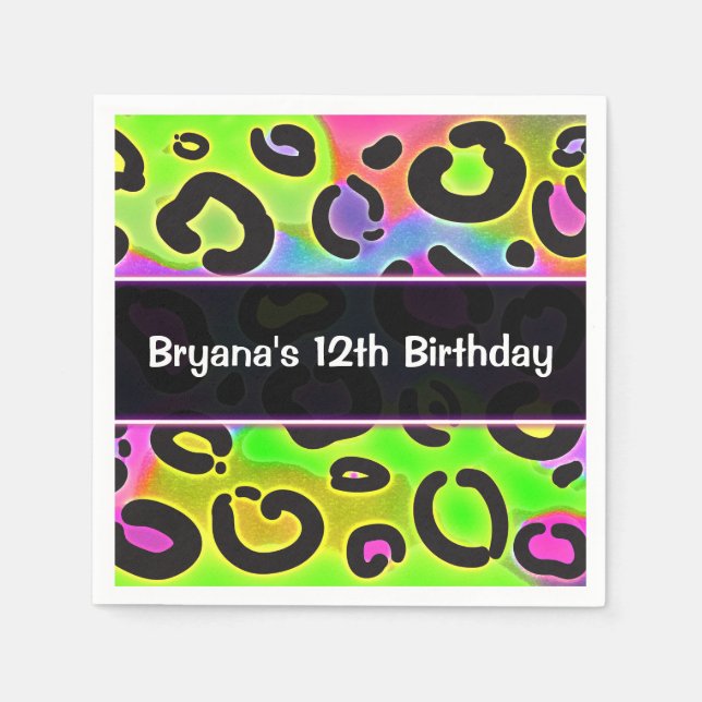 Serviette En Papier Rainbow Cheetah Leopard Anniversaire de fête Naple (Devant)