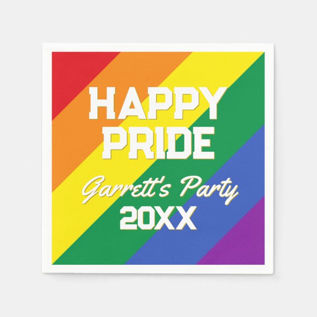 Serviette En Papier Rainbow Gay pride Party LGBTQ papier personnalisé (Devant)