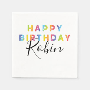 Serviette En Papier Rainbow Letters joyeuse fête du papier d'annivers