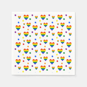 Serviette En Papier Rainbow LGBT Coeurs et Fleurs colorées Motif