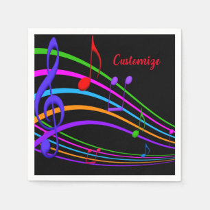 Serviette En Papier Rainbow Music Notes Napkins