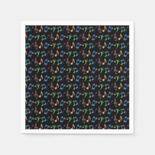 Serviette En Papier Rainbow Music Notes (Noir)