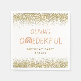 Serviette En Papier Rainbow Onederful Girl 1er anniversaire fête