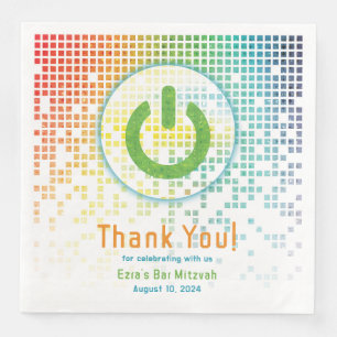 Serviette En Papier Rainbow Pixels jeu vidéo Gamer Bar Mitzvah