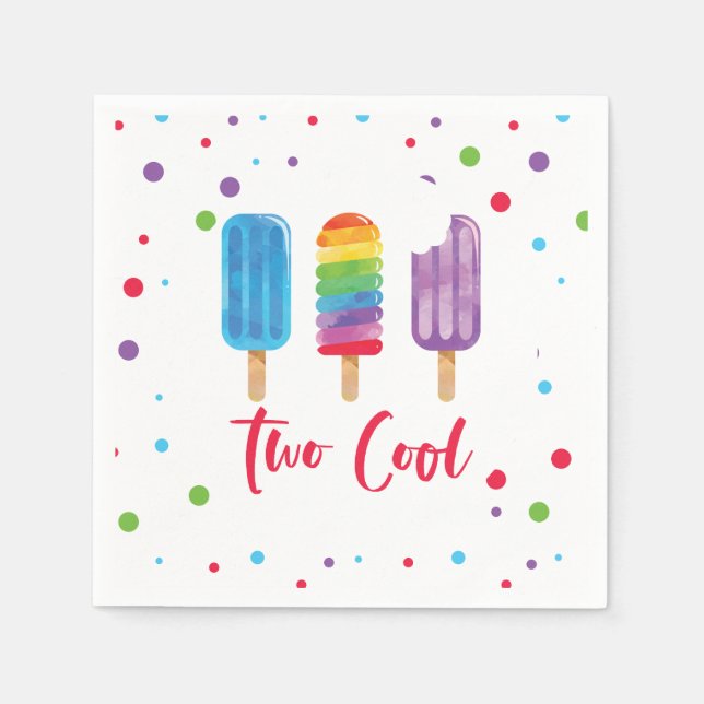 Serviette En Papier Rainbow Pop Deux Cool 2e anniversaire (Devant)