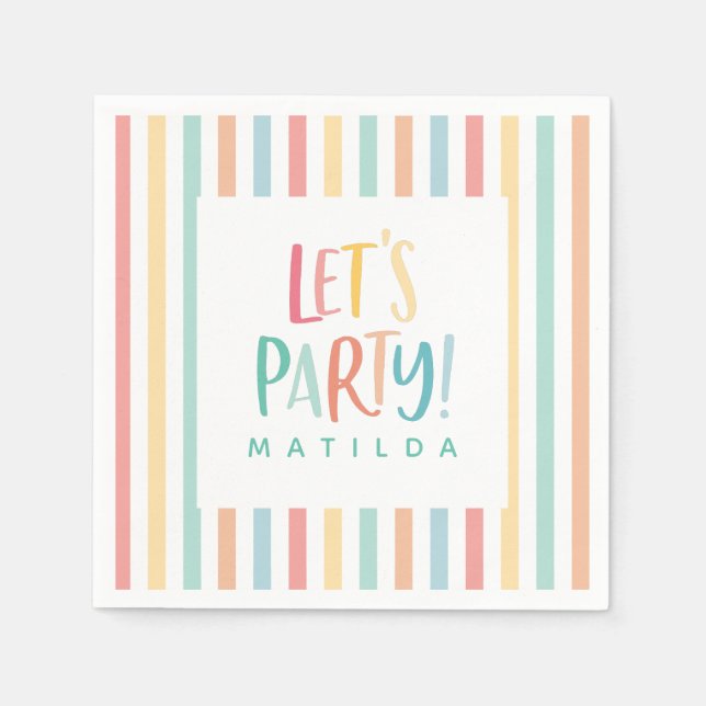 Serviette En Papier Rainbow stripermet la fête d'anniversaire (Devant)