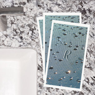 Serviette En Papier Raindrops Photographie Monogramme Bleu