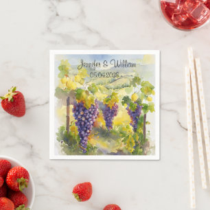 Serviette En Papier Raisins de vigne rustique Citrons Italie Mariage