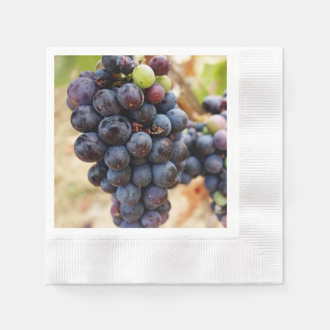 Serviette En Papier Raisins Sur Une Vigne (Devant)