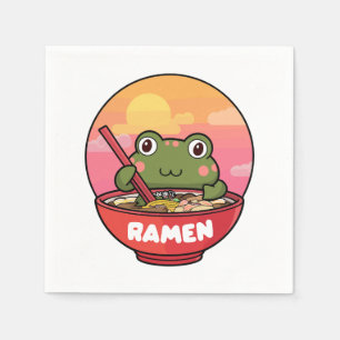 Serviette En Papier Ramen mangeant des grenouilles de Kawaii