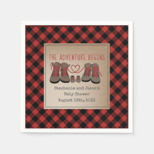 Serviette En Papier Randonnées Boots Buffalo Plaid Adventure Baby sho