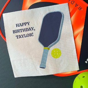 Serviette En Papier Raquette de Pickleball Personnalisée Bleue et Jaun