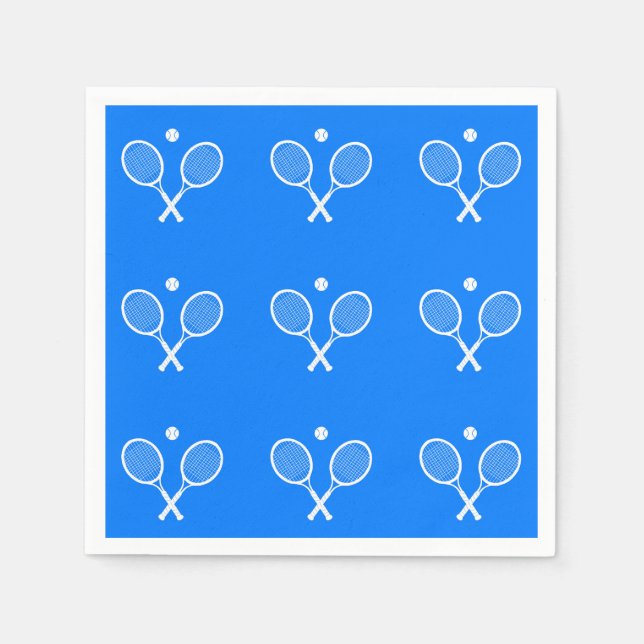 Serviette En Papier Raquettes de tennis Arrière - plan bleu (Devant)